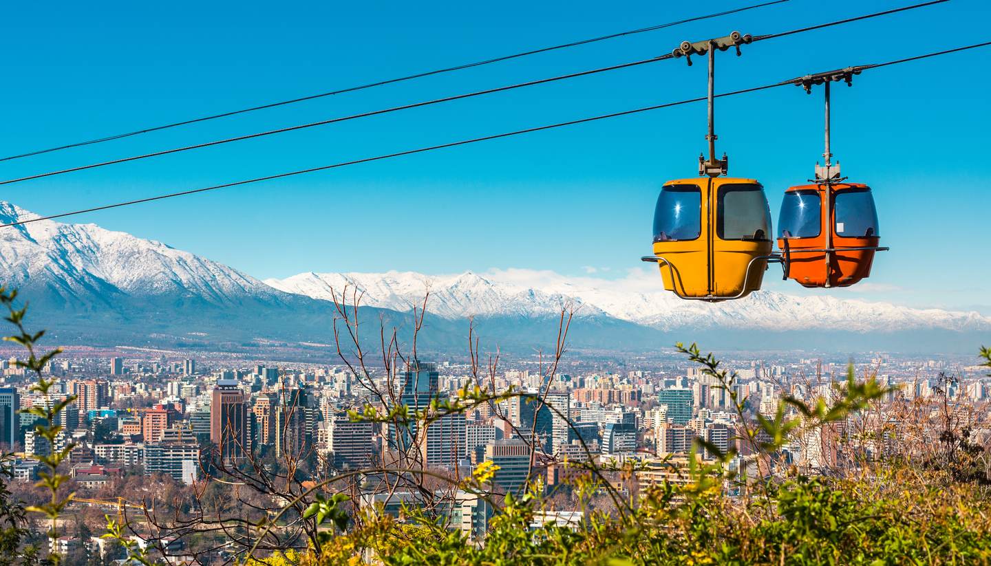 Santiago - Cable car in San Cristobal hill, Santiago de Chile