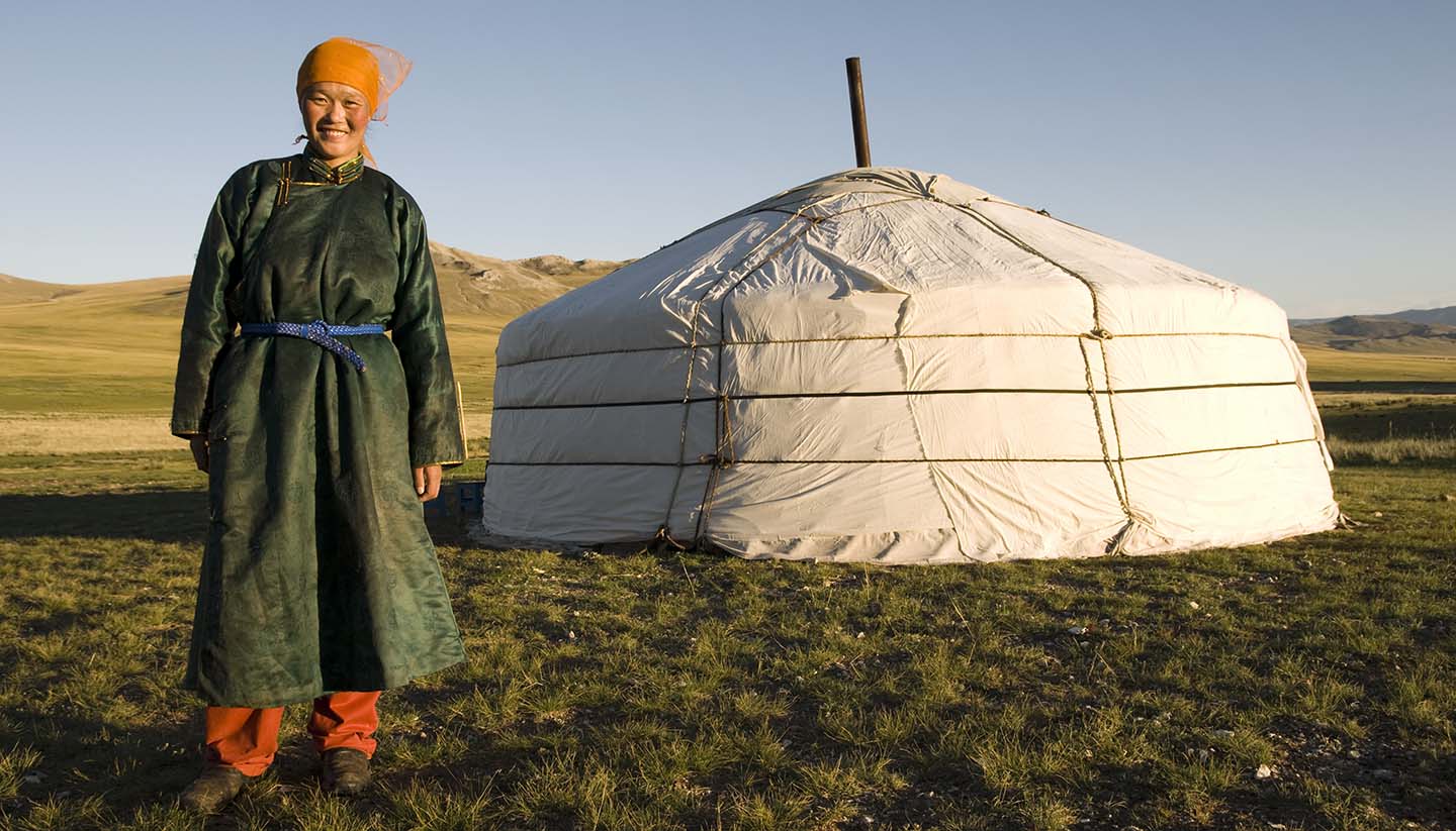 Mongolia - Mongolian lady and her Home, Mangolia